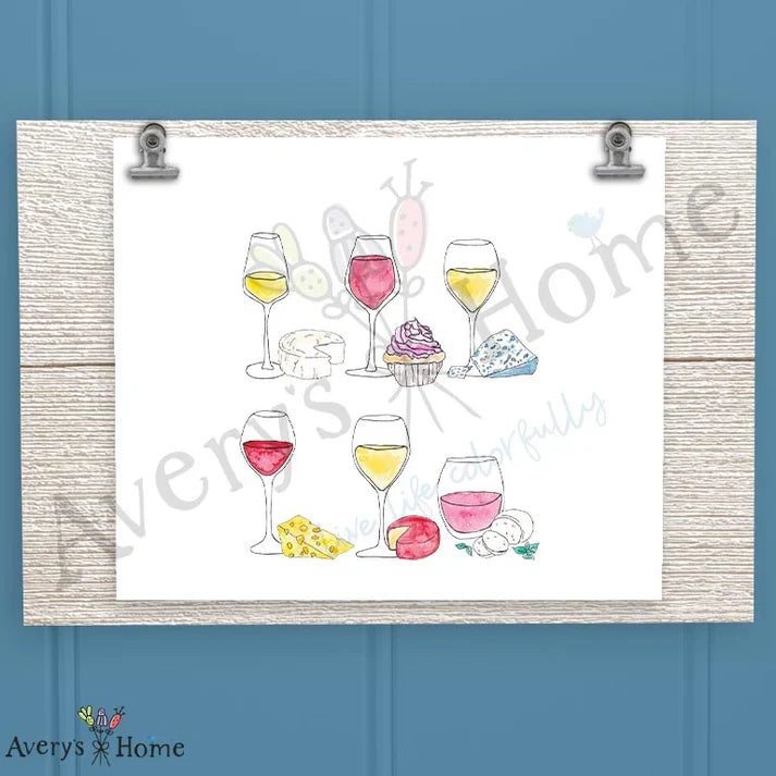 Wine & Cheese Frosted Drinking Glass