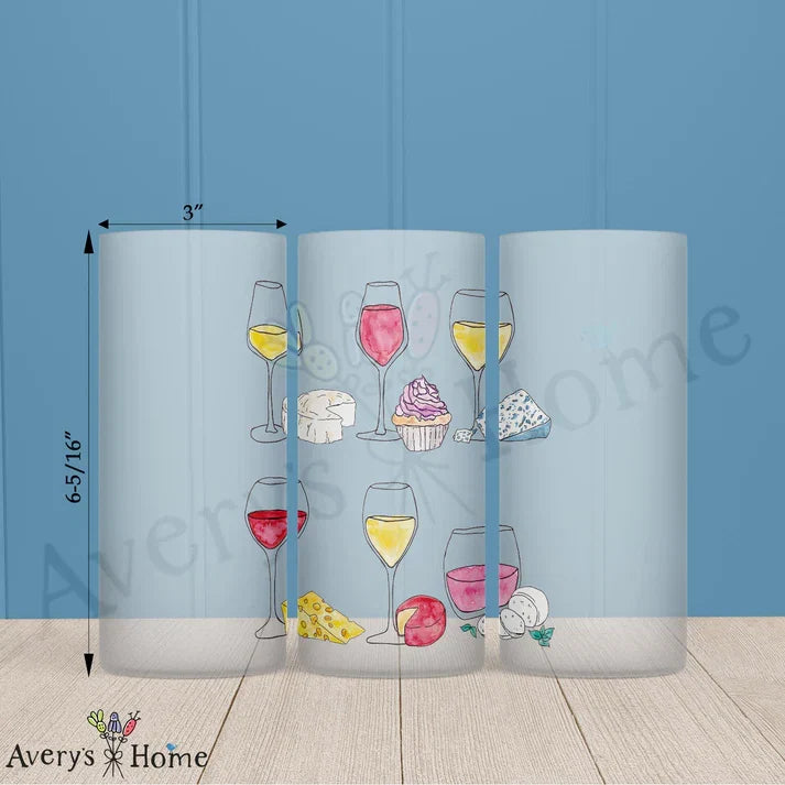 Wine & Cheese Frosted Drinking Glass