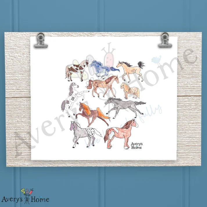 American Horses Frosted Drinking Glass