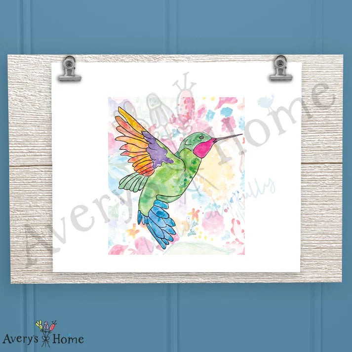 Ruby Throated Hummingbird Frosted Drinking Glass