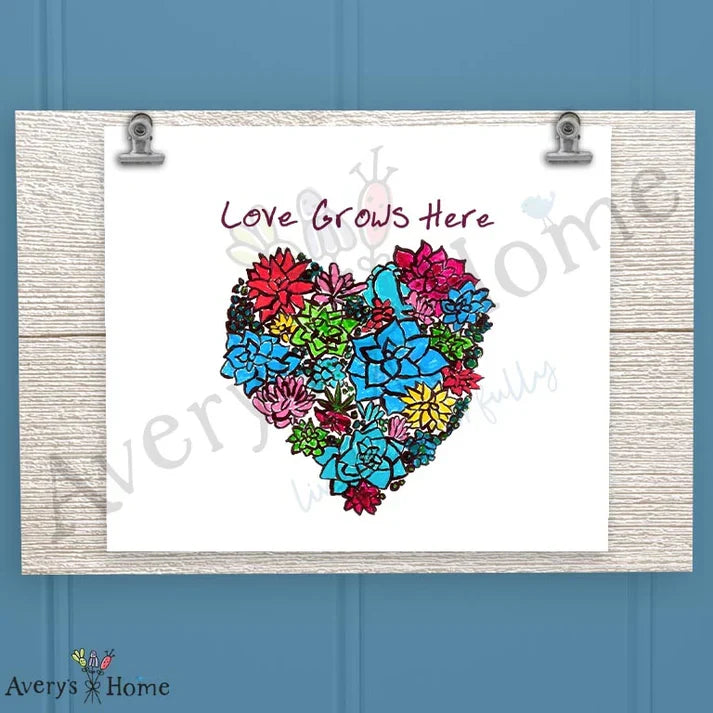 Love Grows Here Frosted Drinking Glass