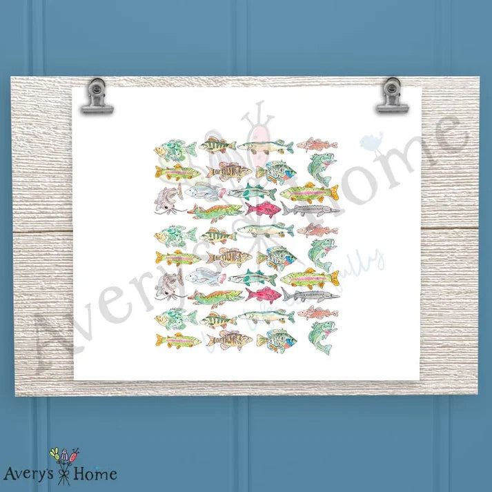 Lake Fish Pattern Frosted Drinking Glass