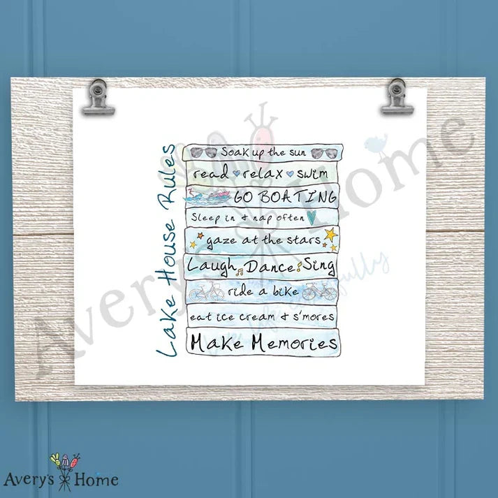 Lake House Rules Frosted Drinking Glass