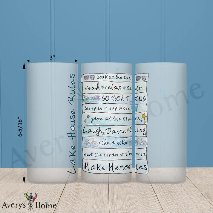 Lake House Rules Frosted Drinking Glass