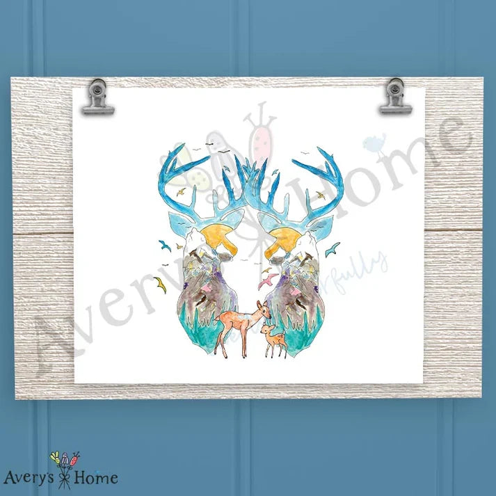 Mountain Deer Frosted Drinking Glass