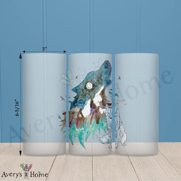 Mountain Wolf Frosted Drinking Glass