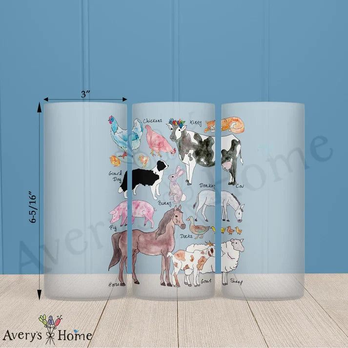 Barnyard Animals Frosted Drinking Glass