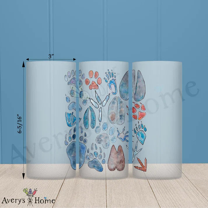 Animal Tracks Frosted Drinking Glass