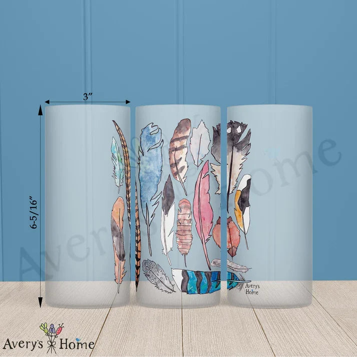 Bird Feather Collection Frosted Drinking Glass