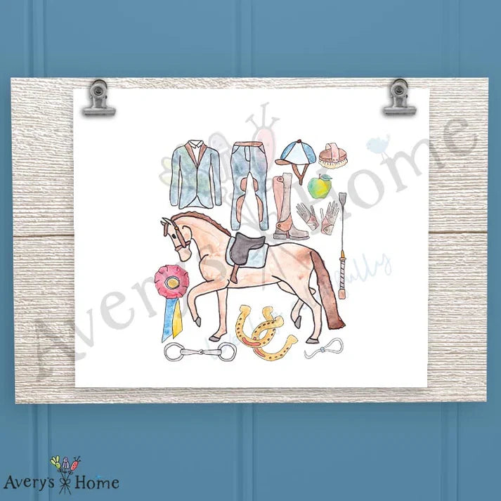 English Equestrian Frosted Drinking Glass