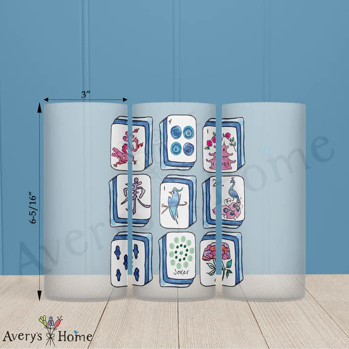 Mahjong Tiles Frosted Drinking Glass