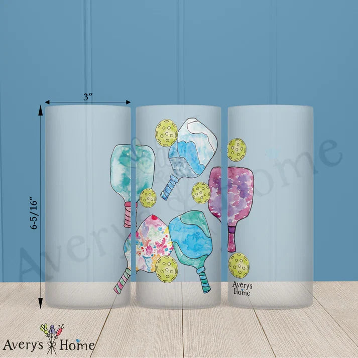 Pickleball Paddles Frosted Drinking Glass