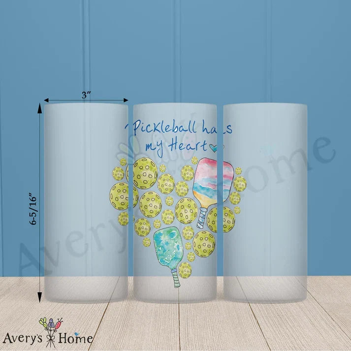 Pickleball Valentine Frosted Drinking Glass