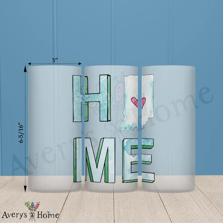 HOME in Indiana Frosted Drinking Glass