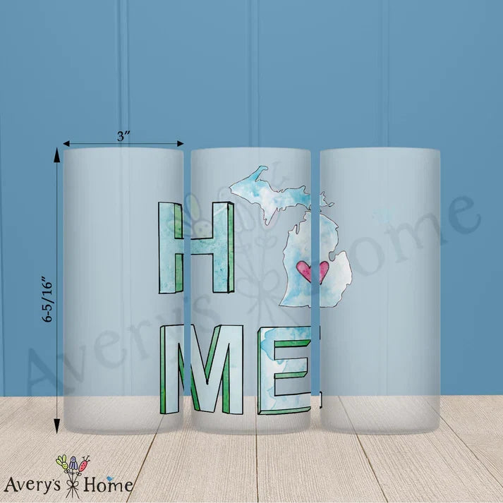 HOME in Michigan Frosted Drinking Glass