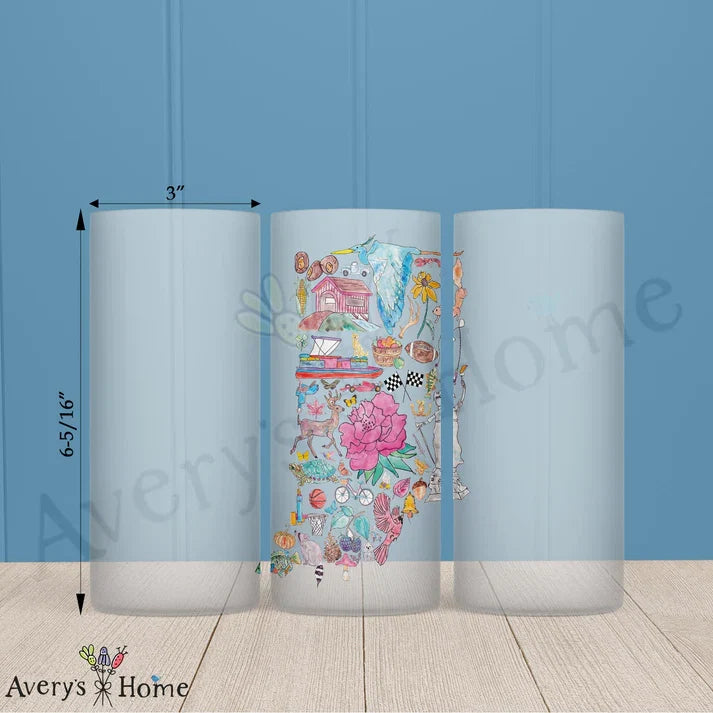 Indiana State Icons Frosted Drinking Glass