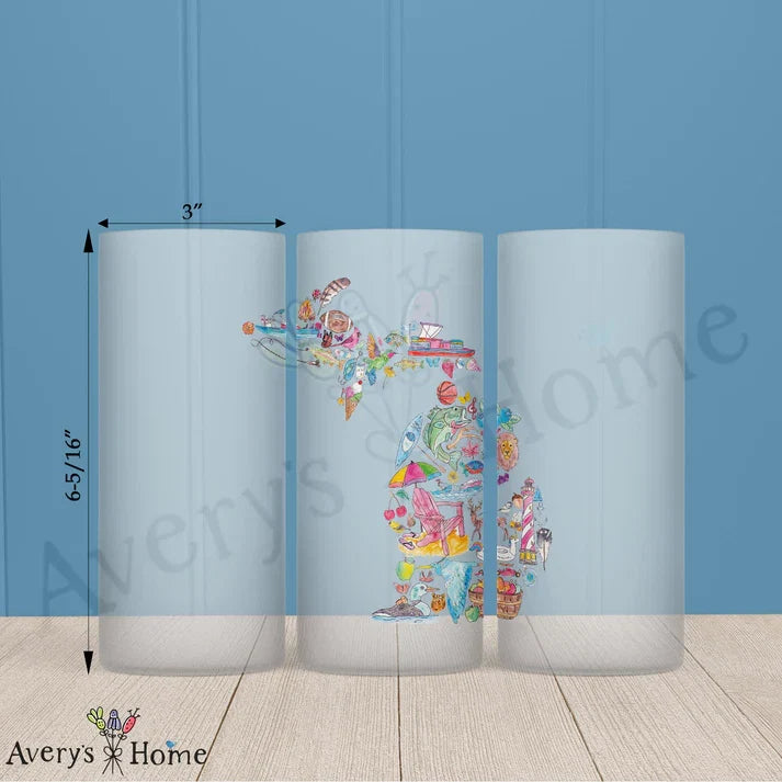Michigan State Icons Frosted Drinking Glass