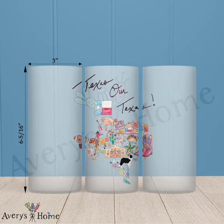 Texas our Texas Frosted Drinking Glass