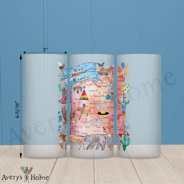 New Mexico State Map Frosted Drinking Glass