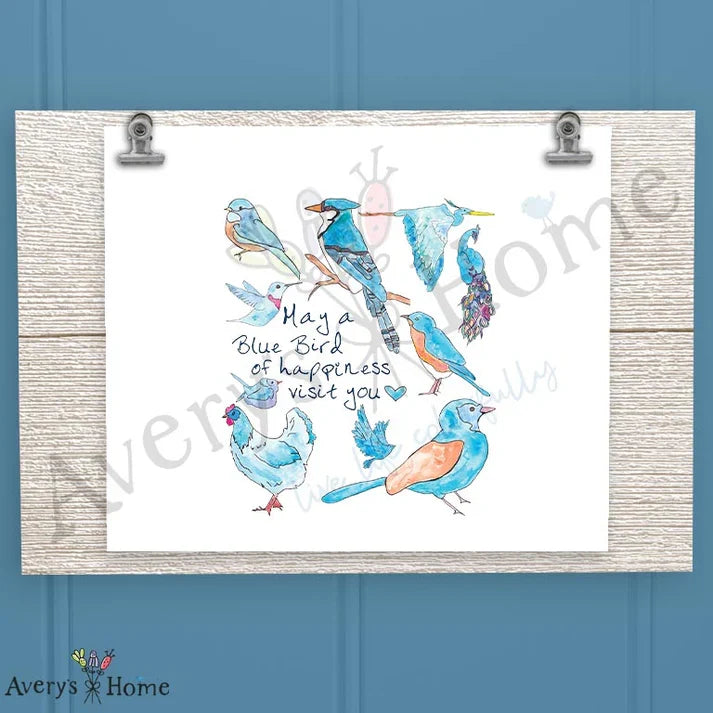Blue Birds of Happiness Frosted Drinking Glass