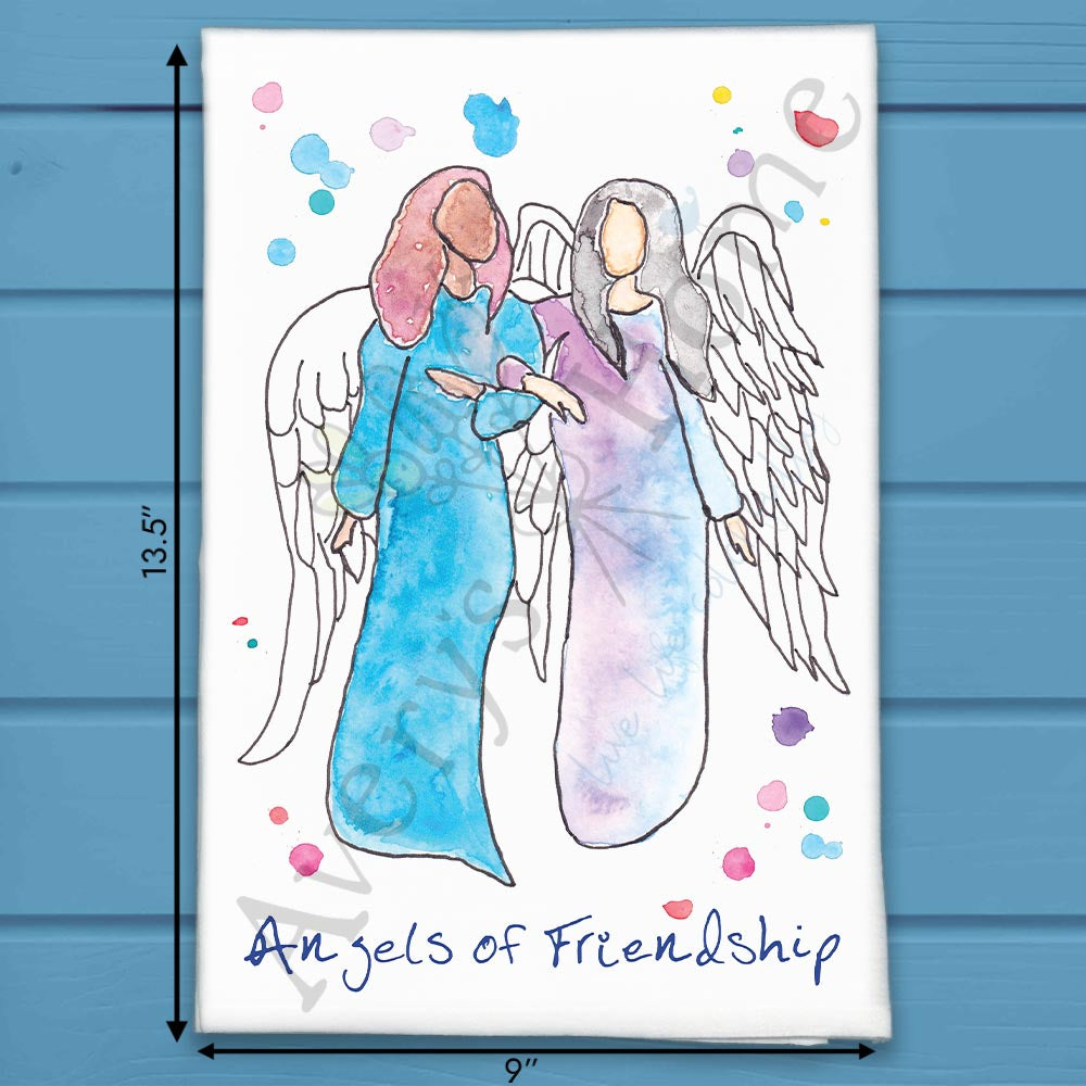 Angel of Friendship flour sack dish towel, art by Avery Jackson