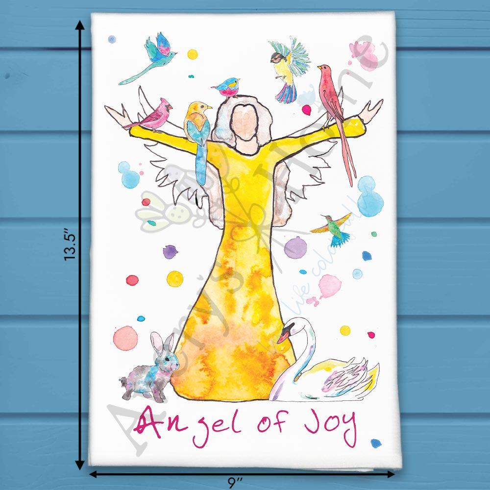 Angel of Joy flour sack dish towel, art by Avery Jackson