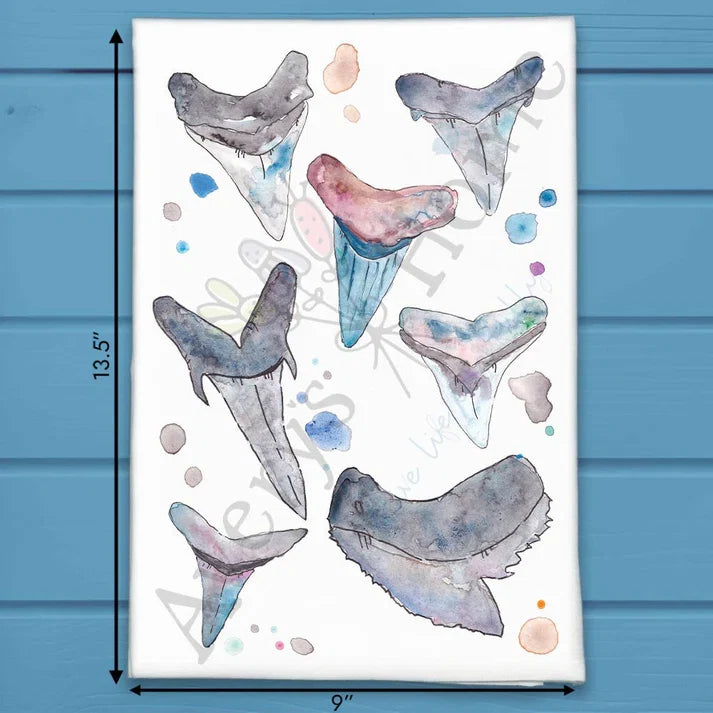 Shark Teeth Pattern flour sack dish towel, art by Avery Jackson