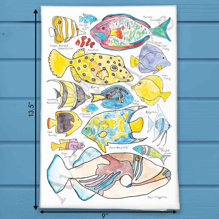 Tropical Fish flour sack dish towel, art by Avery Jackson