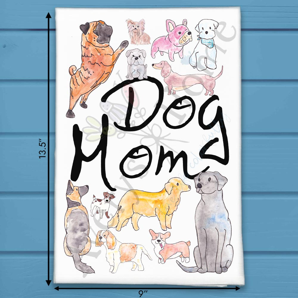 Dog Mom flour sack dish towel, art by Avery Jackson