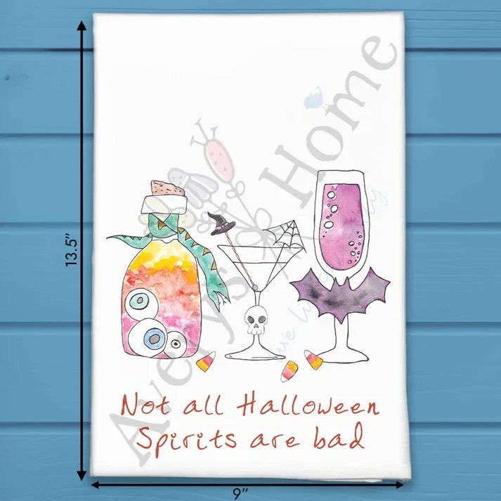 Halloween Spirits flour sack dish towel, art by Avery Jackson
