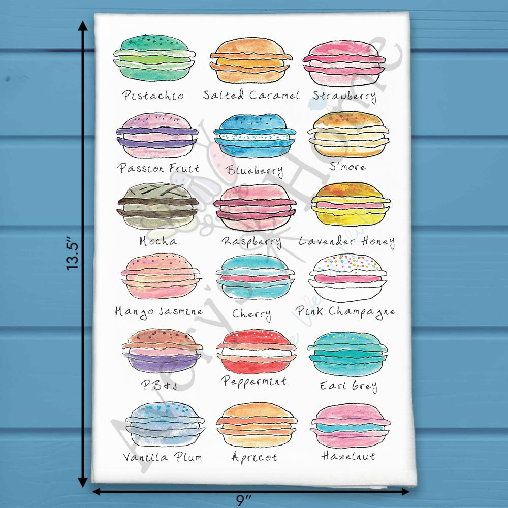 Macaron Cookie flour sack dish towel, art by Avery Jackson