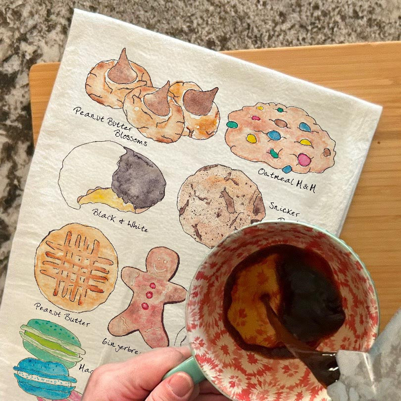 Favorite Cookies dish towel, 27x27 flour sack cotton