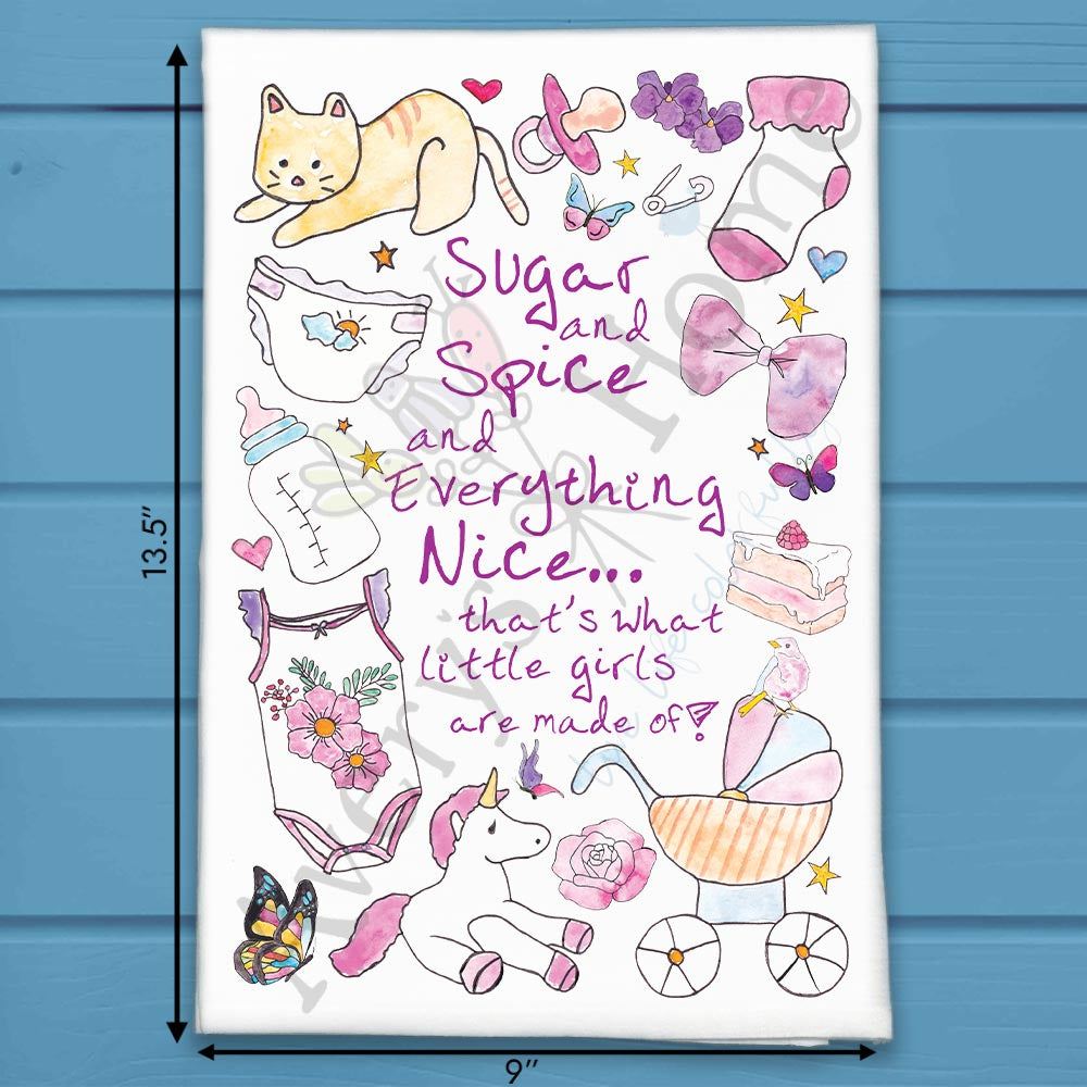 Baby Girl flour sack dish towel, art by Avery Jackson