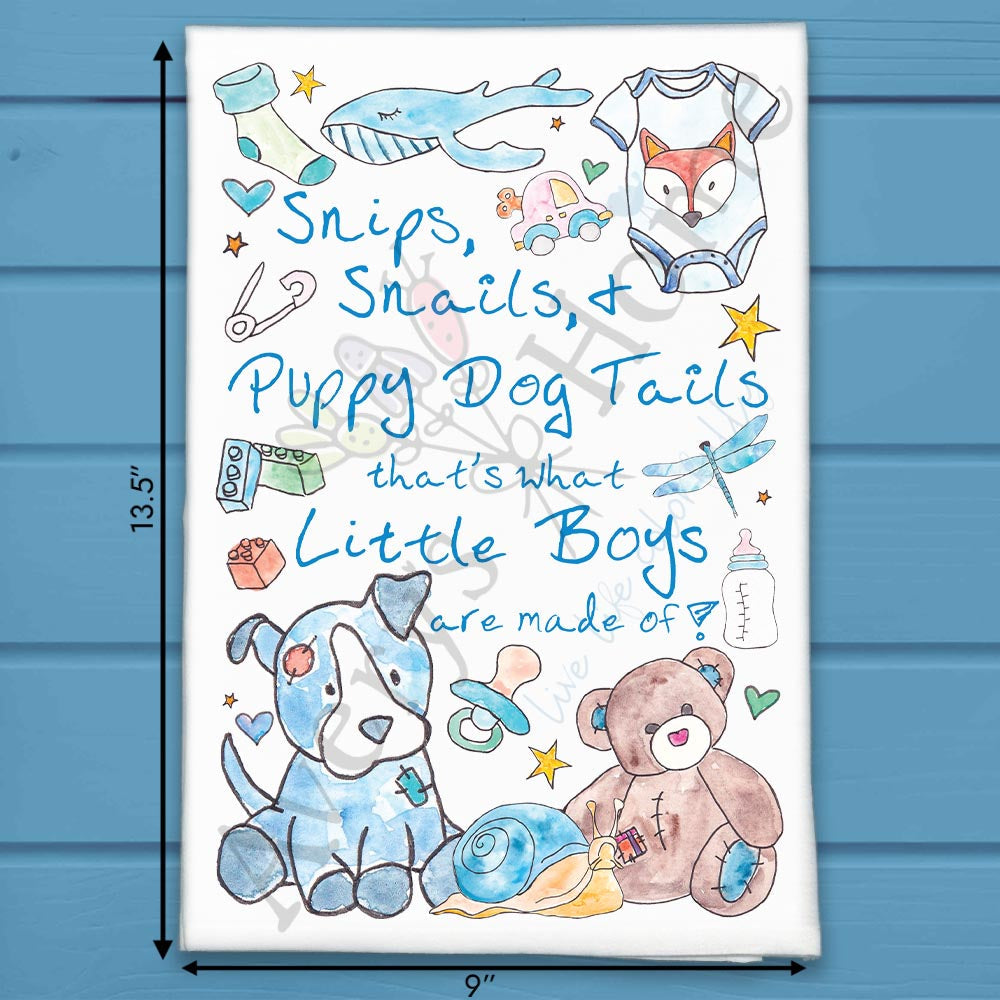 Baby Boy flour sack dish towel, art by Avery Jackson