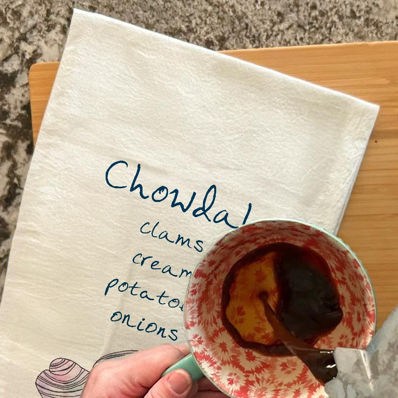 Chowdah dish towel, 27x27 flour sack cotton
