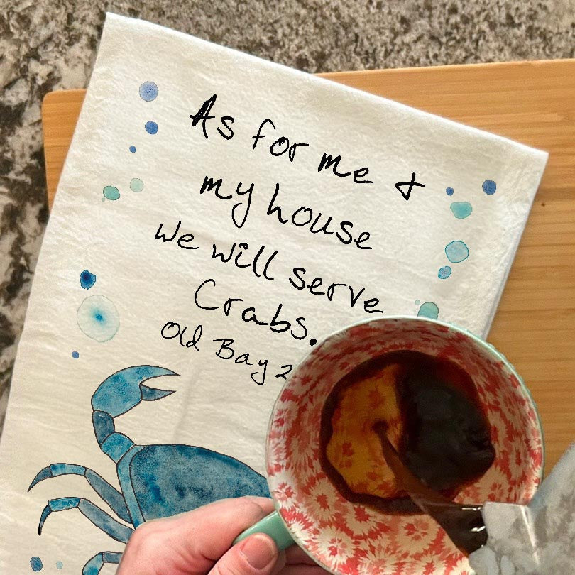 Serve Crabs 24:7 dish towel, 27x27 flour sack cotton