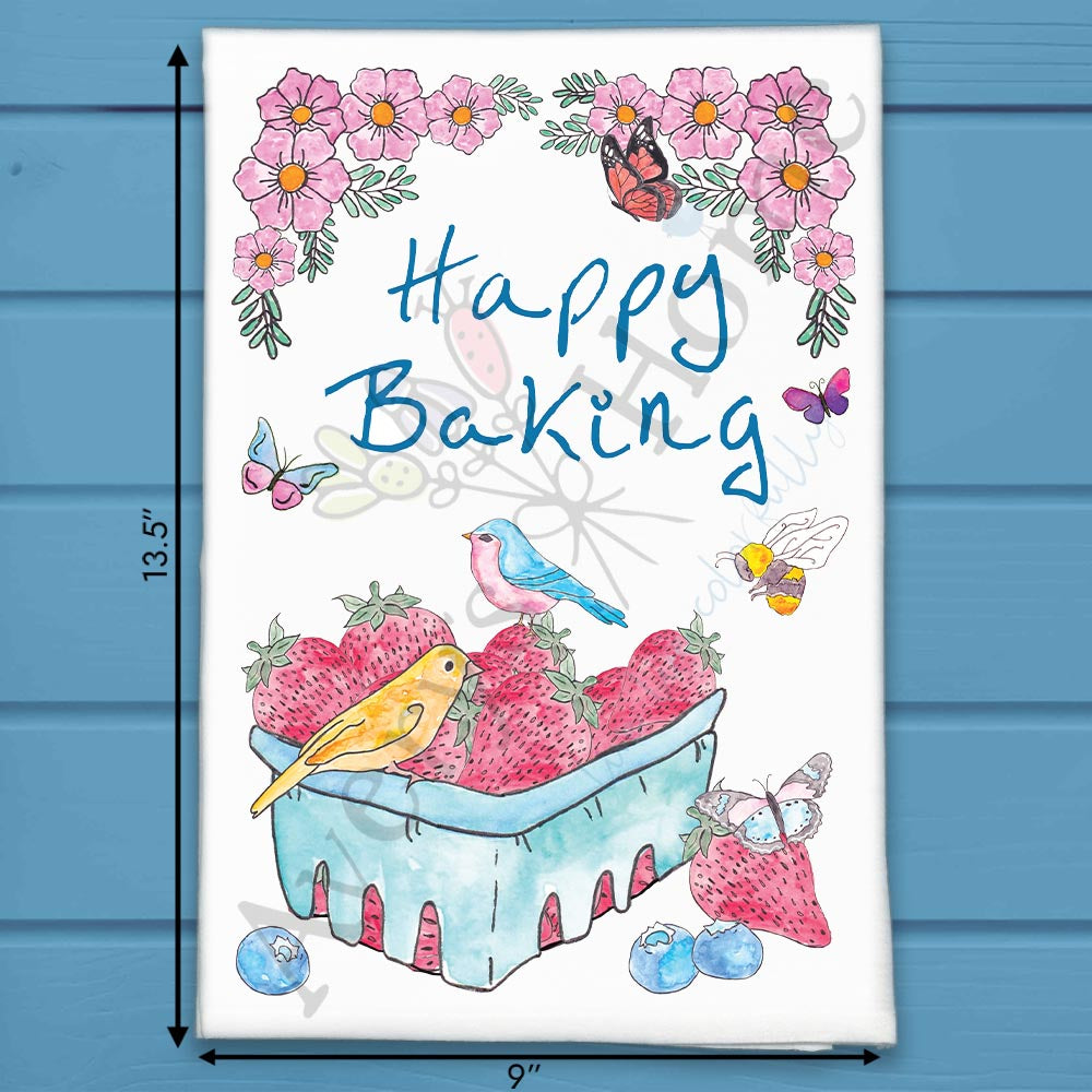 Happy Baking flour sack dish towel, art by Avery Jackson
