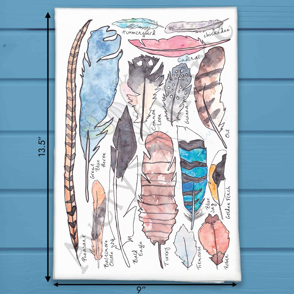 Bird Feather Collection flour sack dish towel, art by Avery Jackson