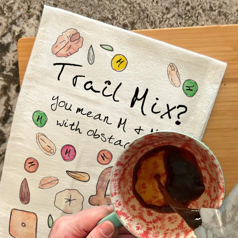 Trail Mix Ingredients dish towel, 27x27 flour sack cotton