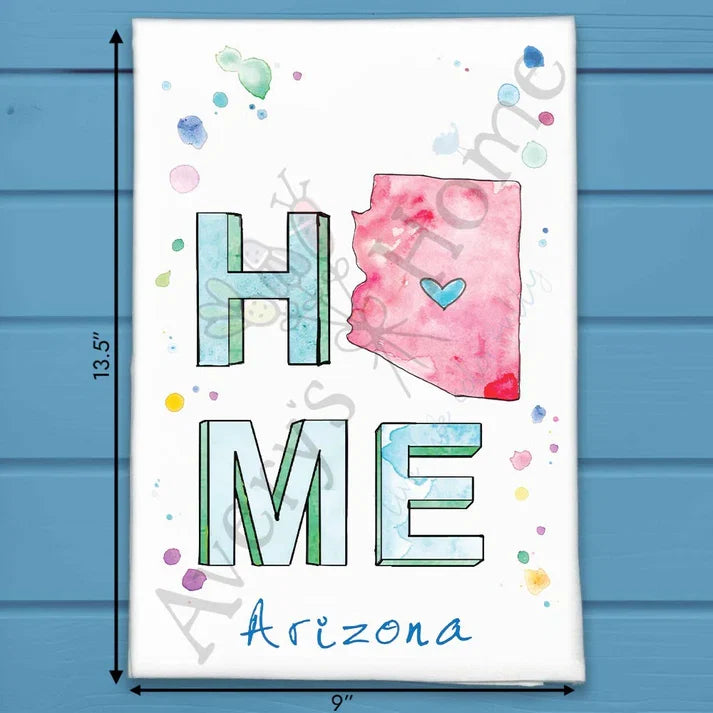 HOME in Arizona flour sack dish towel, art by Avery Jackson