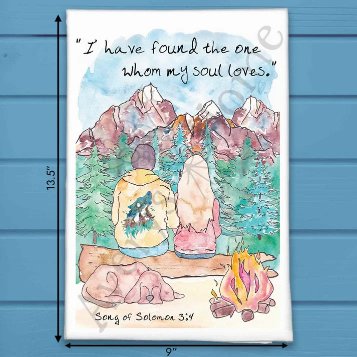 Found the One Song of Solomon 3:4 flour sack dish towel, art by Avery Jackson