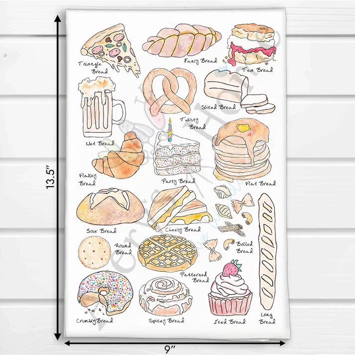 World of American Bread dish towel, 27x27 flour sack cotton