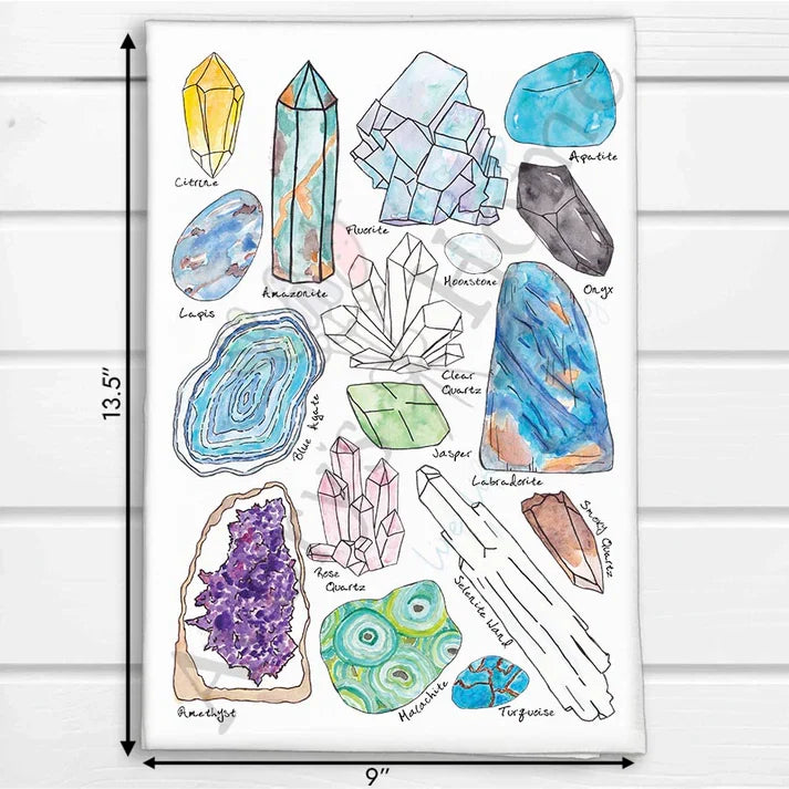 Crystal Gemstone Collector dish towel, 27x27 flour sack cotton