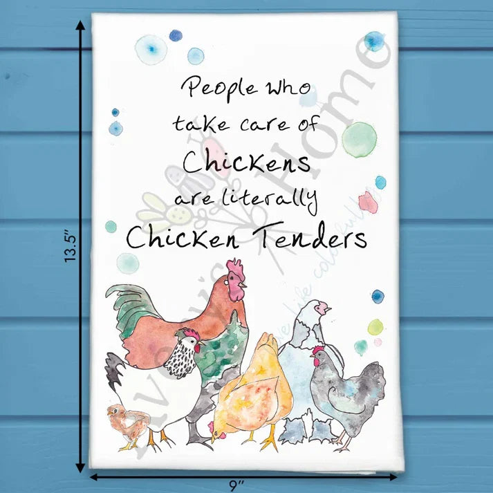 Chicken Tenders flour sack dish towel, art by Avery Jackson
