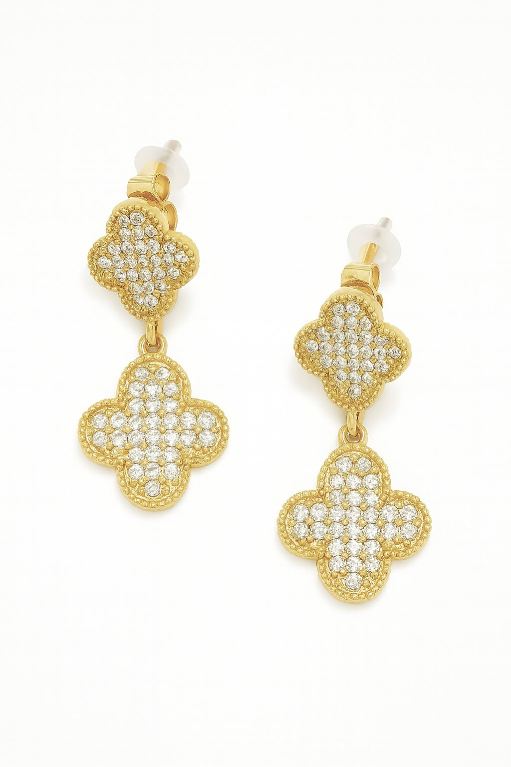 Pave Clover Drop Earring