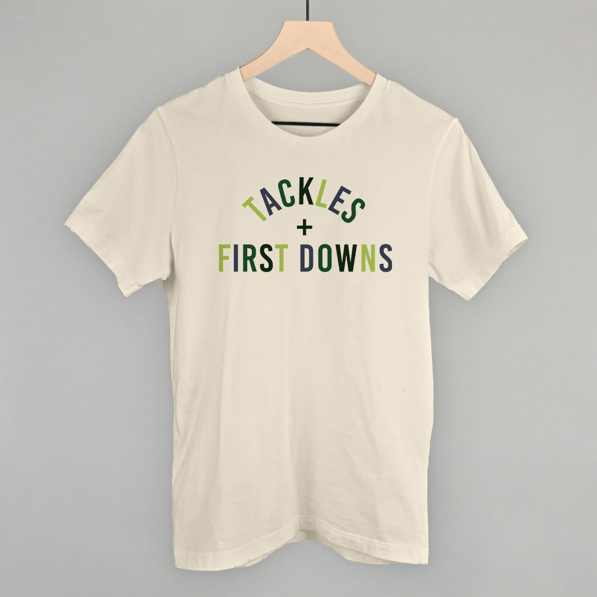 Tackles And First Downs design on a natural cotton tee