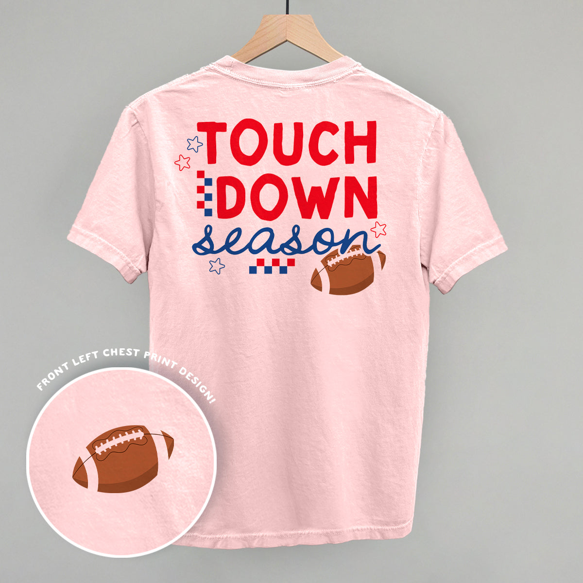 Touchdown Season back print design shown in blossom