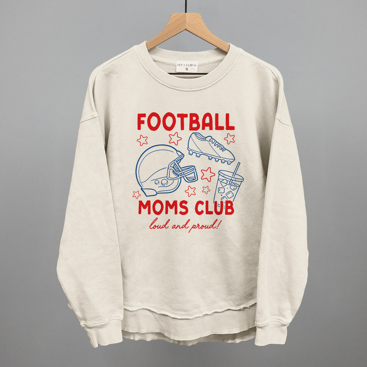 Football Moms Club doodle design shown in tapioca