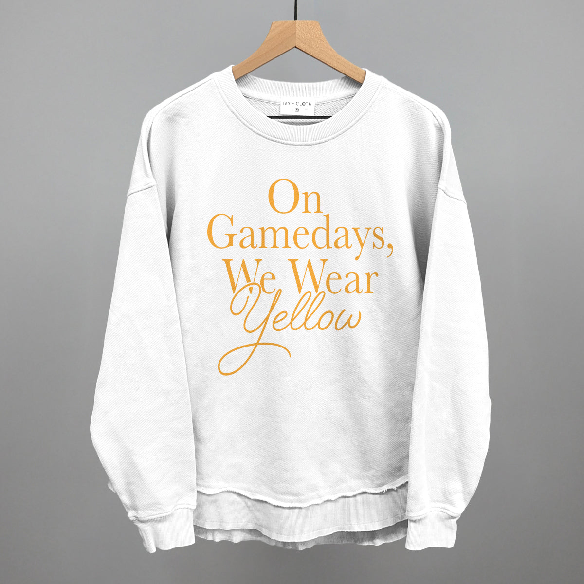 On Game Days We Wear Yellow design shown in white