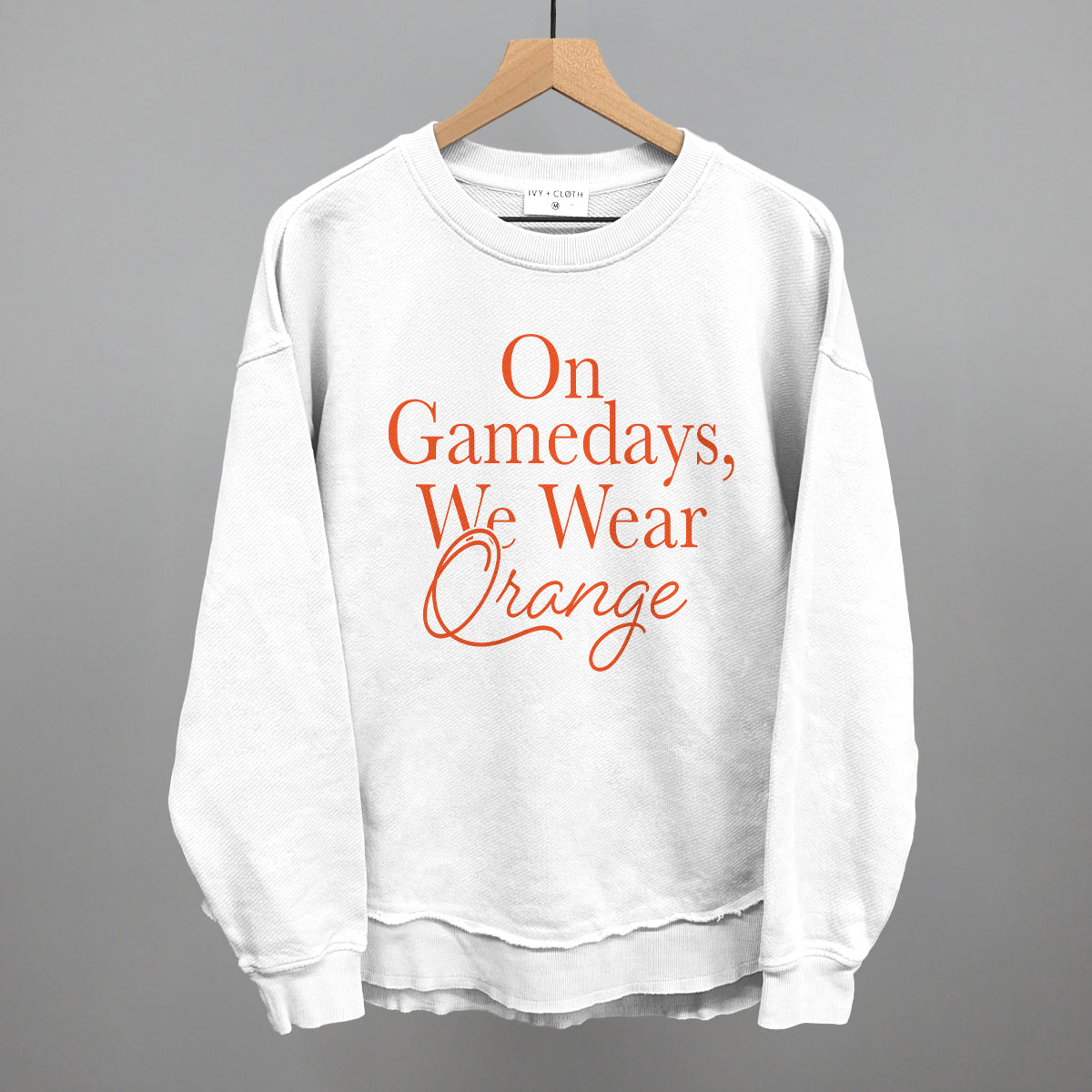 On Gamedays We Wear Orange design shown in white